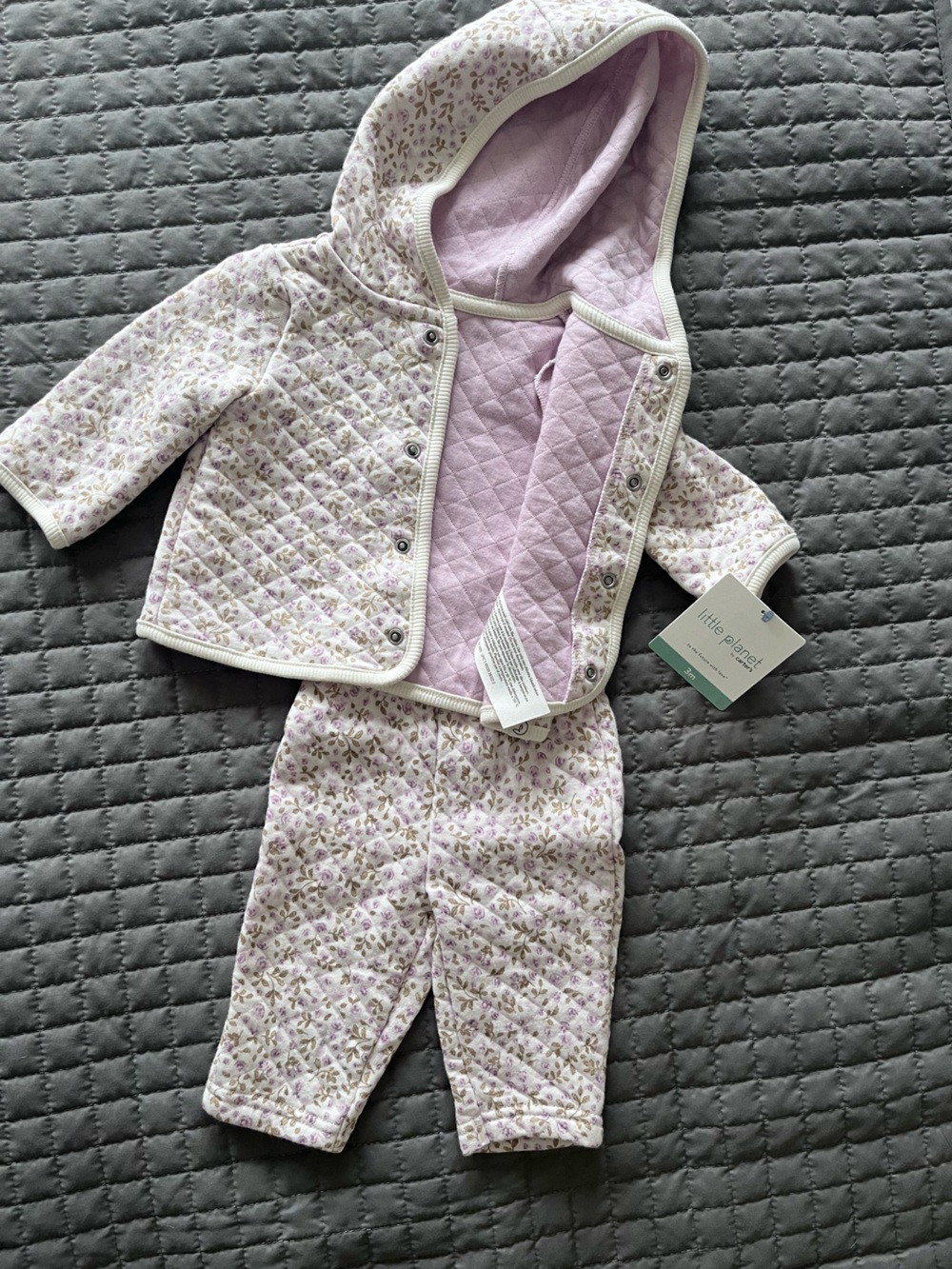 NWT CARTER’S Quilted Lavender Floral Baby Jacket and Pants Set | 3 MONTHS